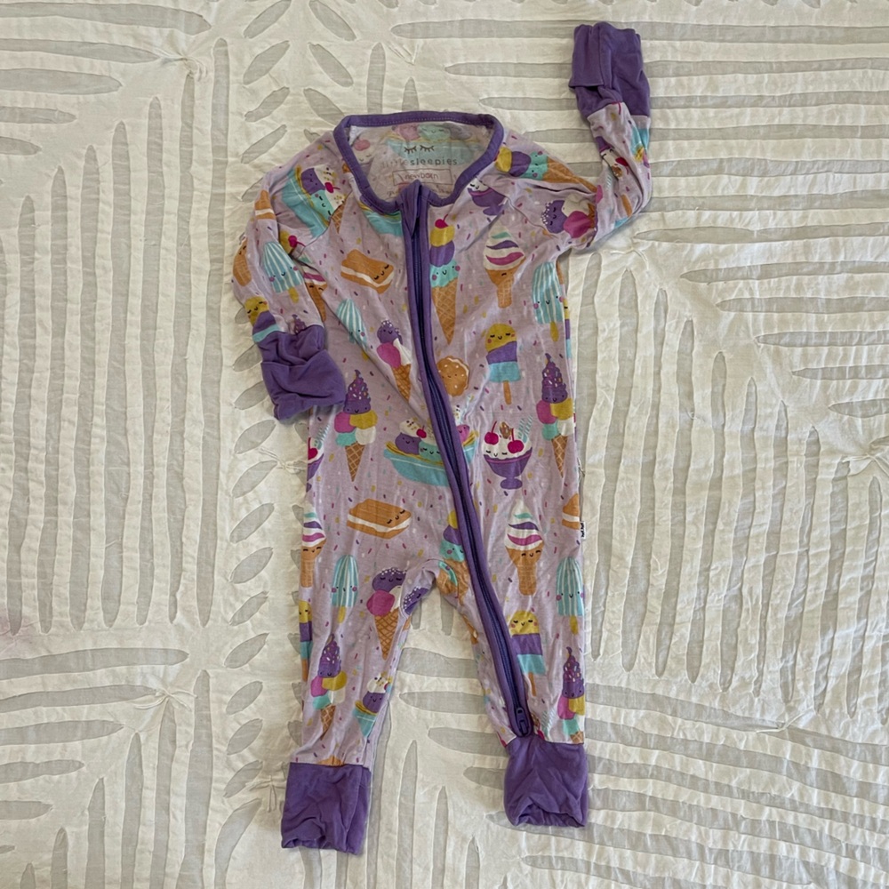 Little Sleepies ice cream cone print newborn footie pajamas